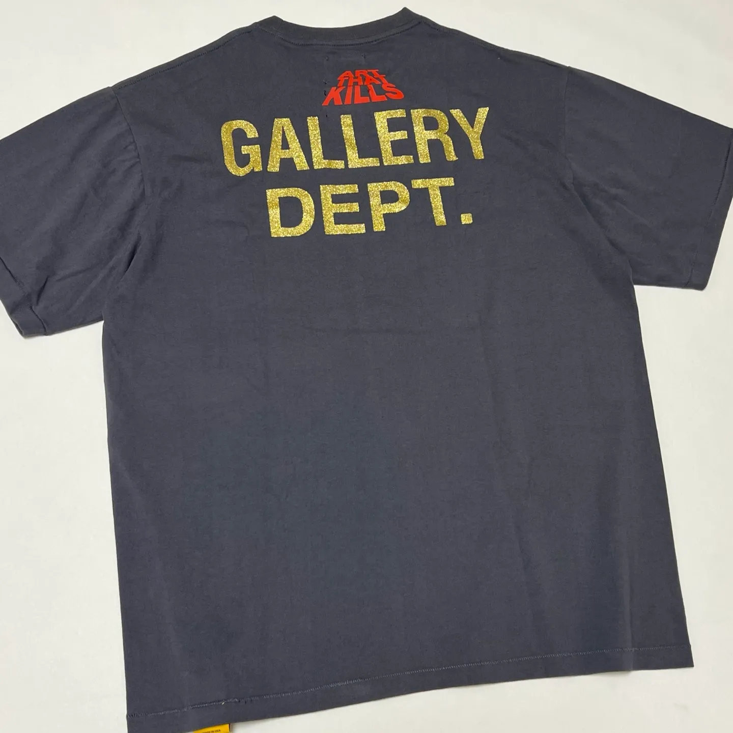 GALLERY DEPT. ATK NIGHT TEE/WALK ATK series latest model Bat skull glitter LOGO distressed TEE Washed black S-XL Garment dyeing Rewashed distressed Original consistent main mark➕ATK series main mark Correct version Top-notch printing technology Divine restoration